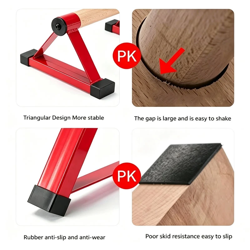 Soporte para flexiones con barras paralelas de madera